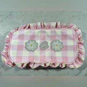 Stoney Clover Lane Plaid Ruffle Small Pouch w/patches